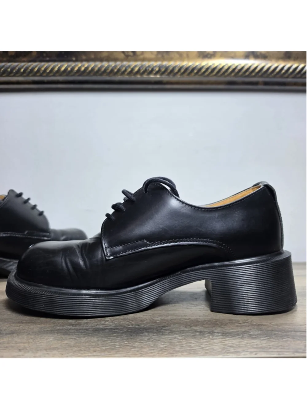Dr Martens VTG Derby Shoes Women's 6 US Black Leather Chunky 8461 England